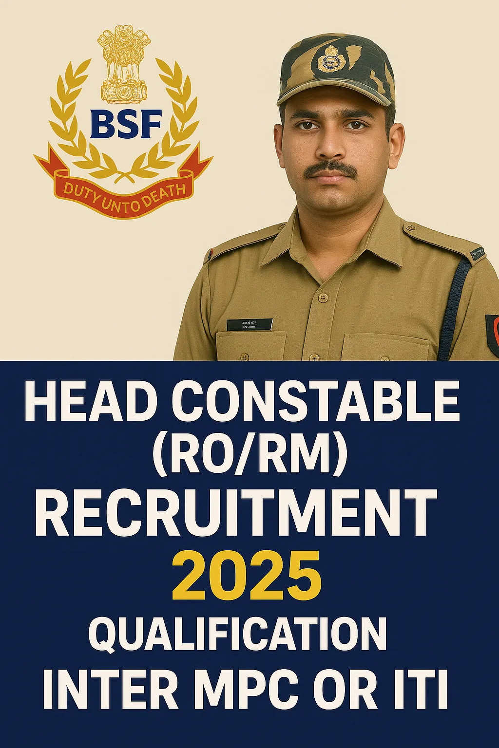 BSF Head Constable Recruitment 2025 Banner on Jobwill.in